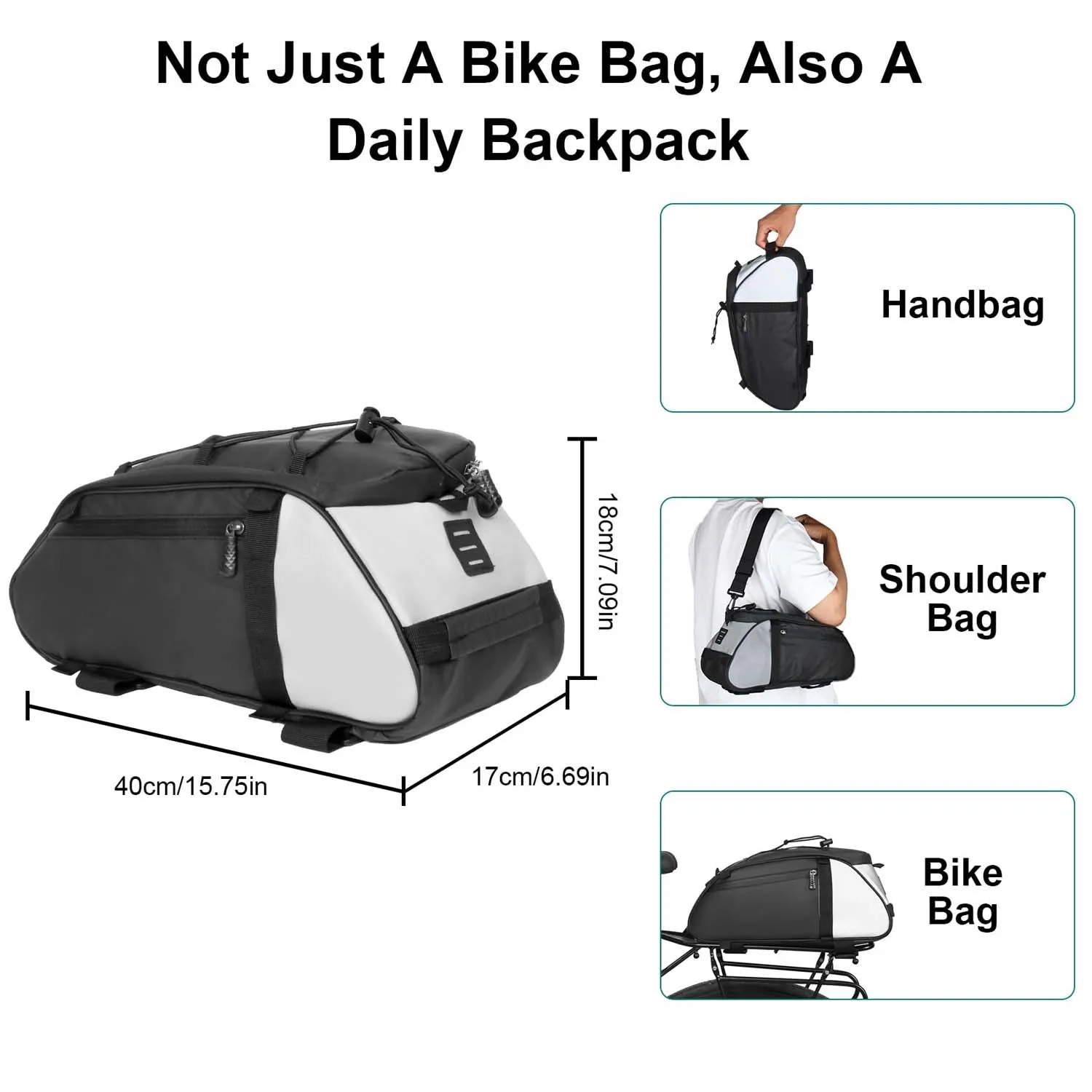 Bolsa impermeable para bicicleta trasera con correa hombro - imagen 5