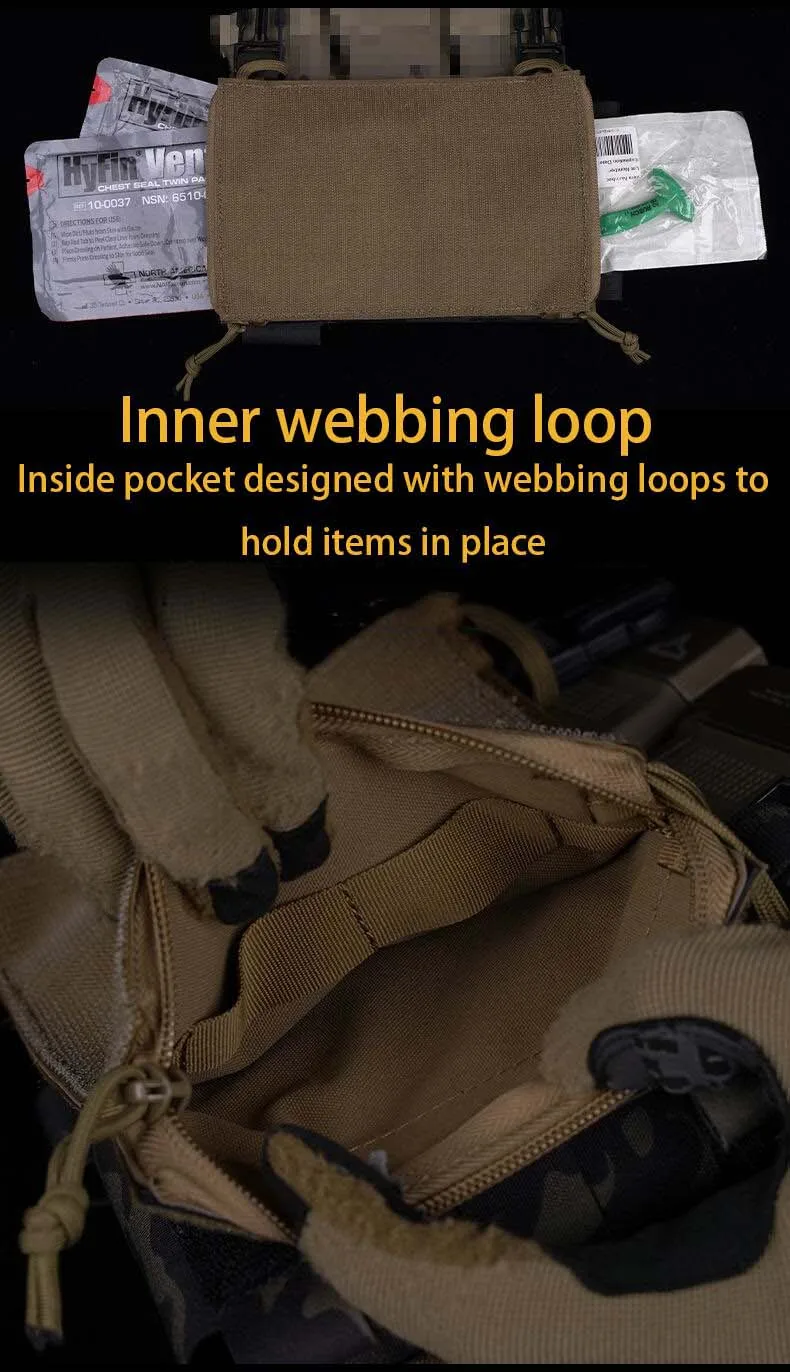Bolsa organizadora táctica VULPO vista frontal mostrando su perfil compacto