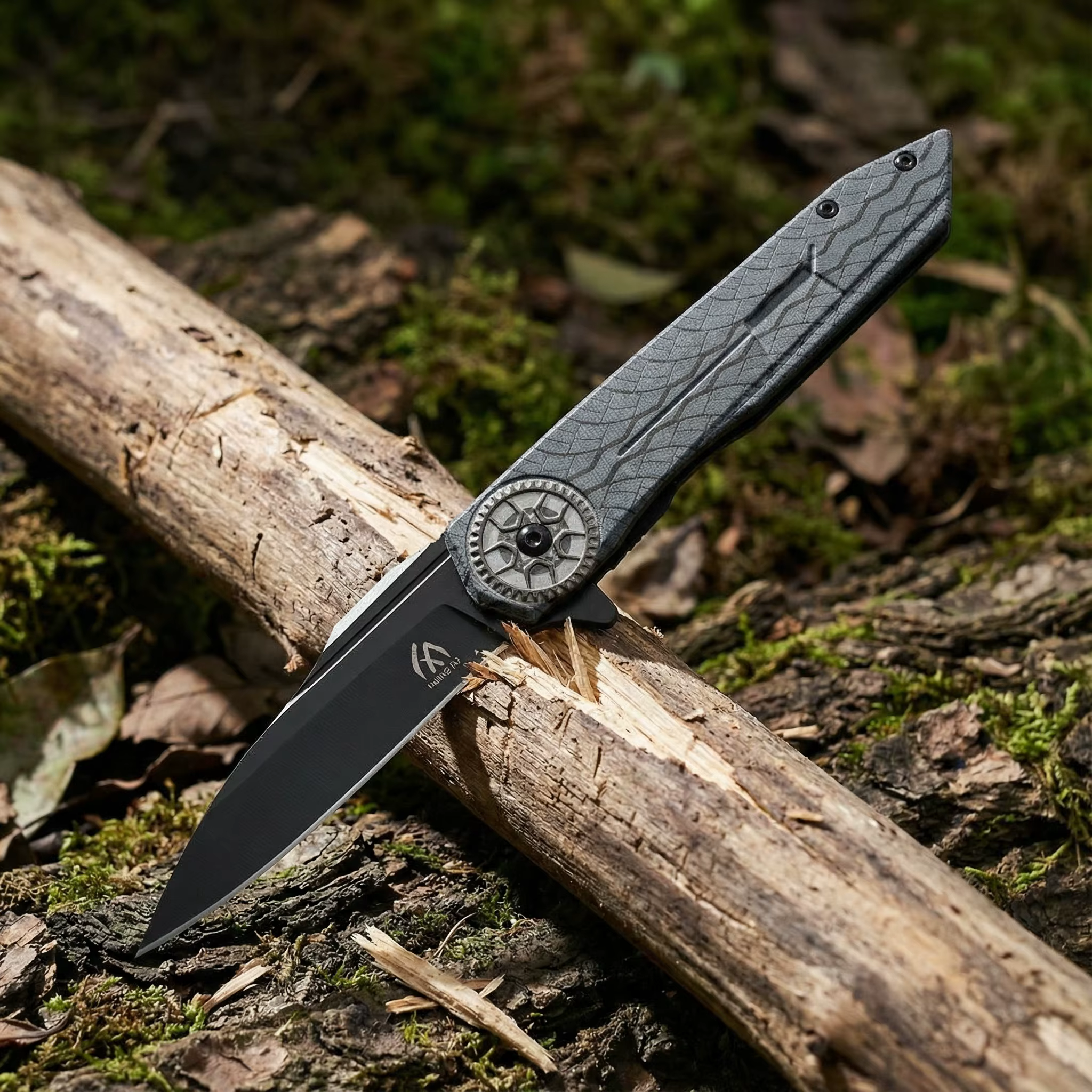 Cuchillo plegable táctico de acero con funda para senderismo - imagen 2