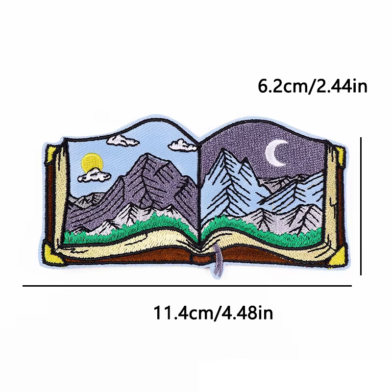 Parche termoadhesivo bordado montaña y naturaleza para ropa DIY
