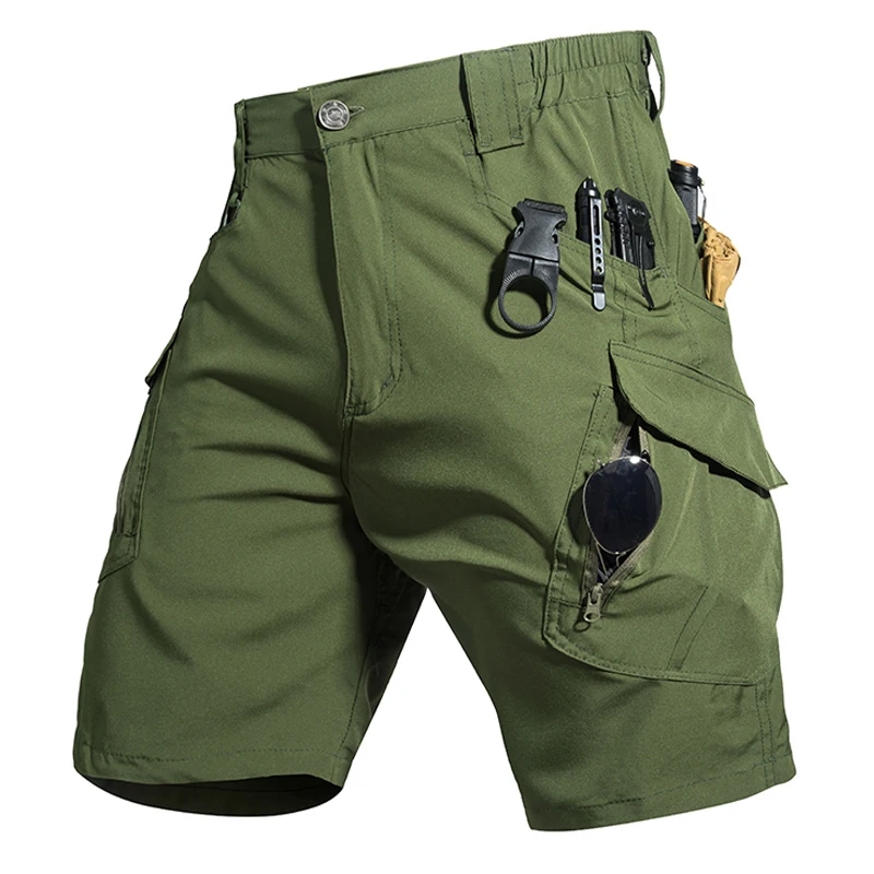 Pantalones cortos tácticos elásticos secado rápido con bolsillos