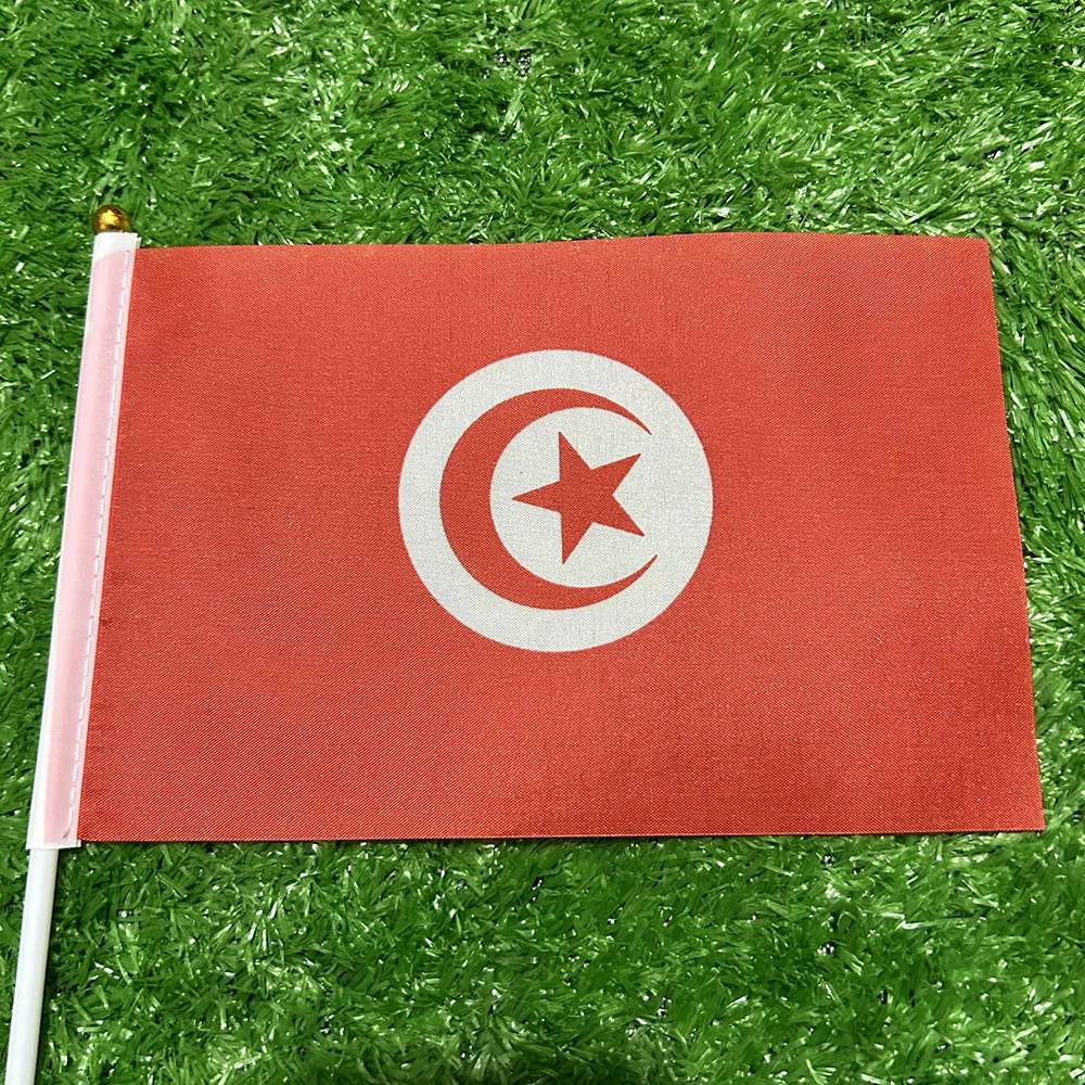 SKY Bandera de mano Túnez 21x14 cm con poste plástico deportes y hogar - imagen 5
