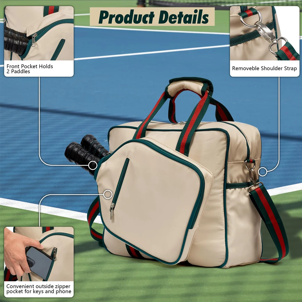 Bolsa de pickleball mujer con bolsillo frontal y correa al hombro - imagen 4