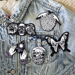 Parche bordado calavera punk rock – Termoadhesivo, estilo biker motero