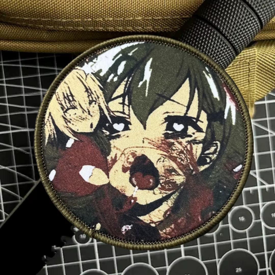 Akhegao parche táctico moral divertida de chica dibujo animado velcro - imagen 3