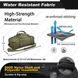 Mochila táctica impermeable ripstop resistente a desgarros y viaje