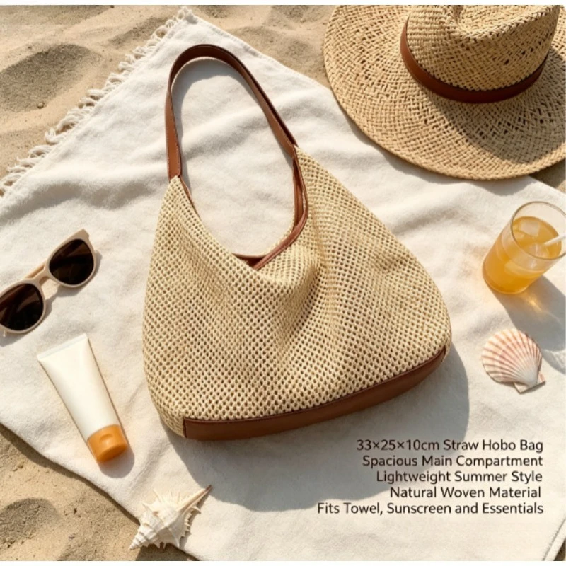Bolsa de paja para mujer estilo vacacional – bandolera y bolso - imagen 5
