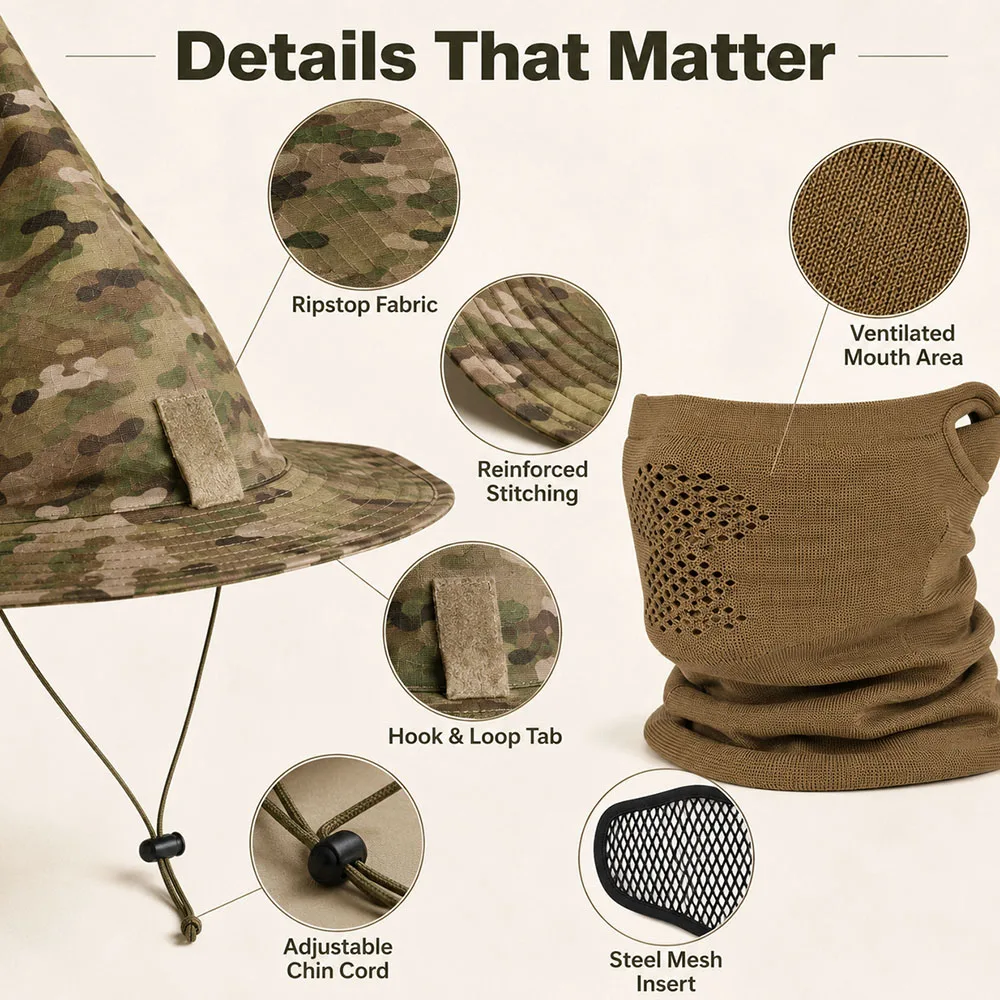 Gorra táctica camuflaje con máscara transpirable para airsoft - imagen 3