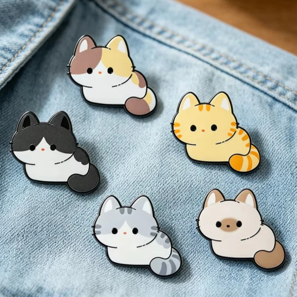Broches de solapa esmaltados de gatos kawaii para chaquetas y mochilas - imagen 2