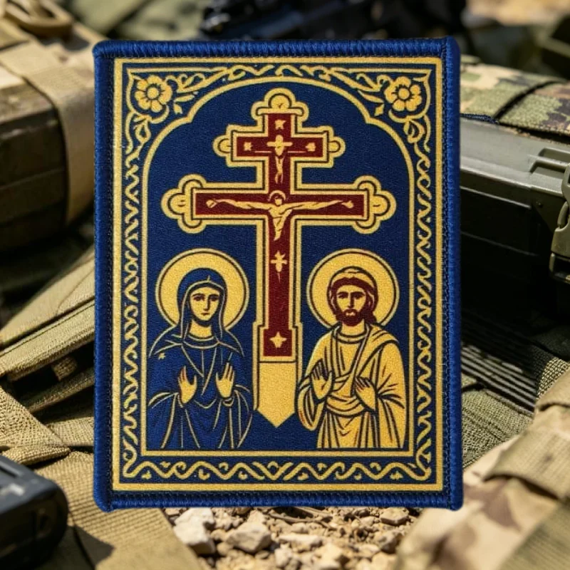 Parche táctico crucifijo ortodoxo bordado con velcro para chaleco - imagen 5