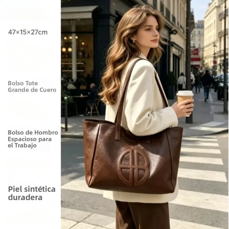 Bolso de hombro tote retro gran capacidad casual para trabajo - imagen 3