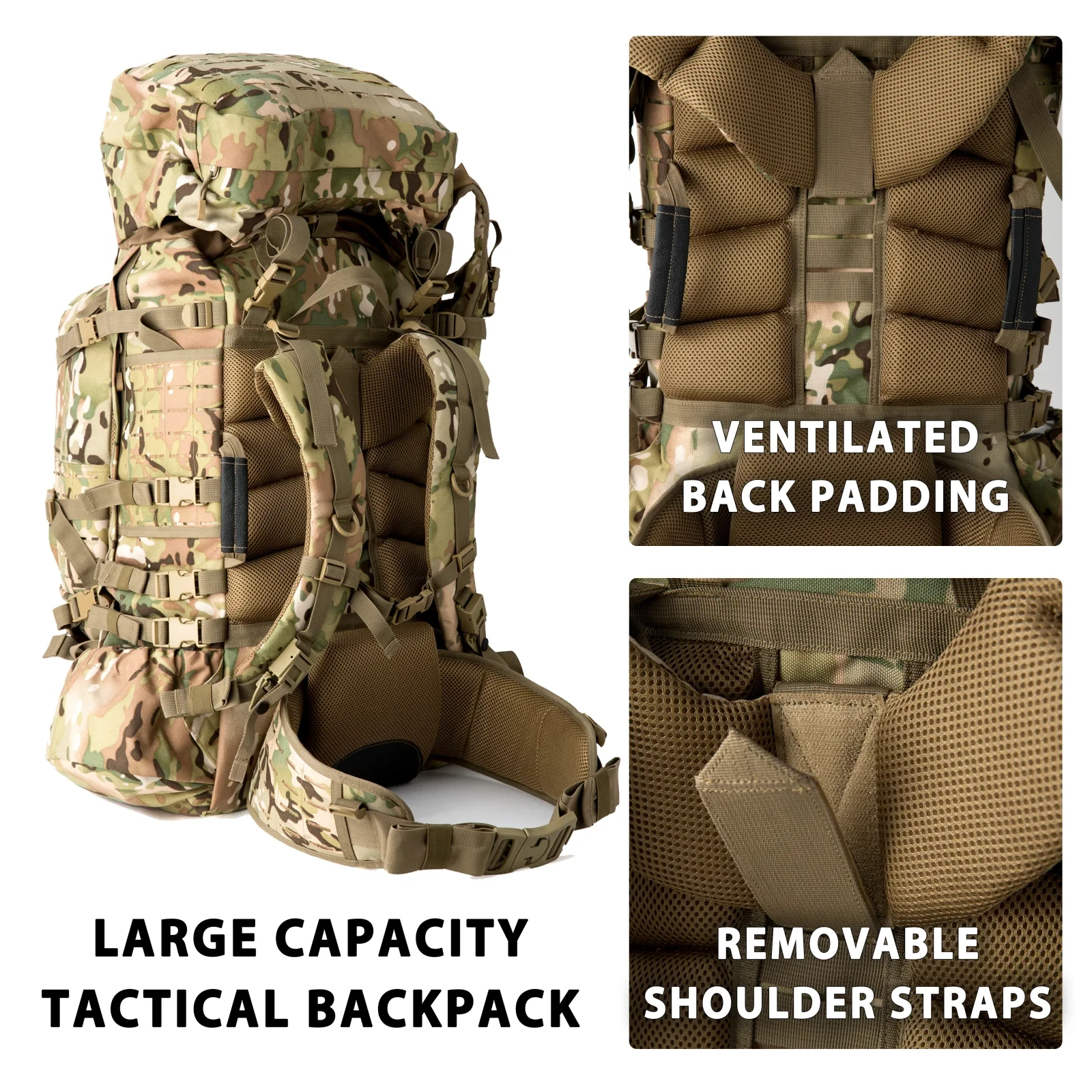 Mochila táctica impermeable con compartimento radio e hidratación - imagen 5