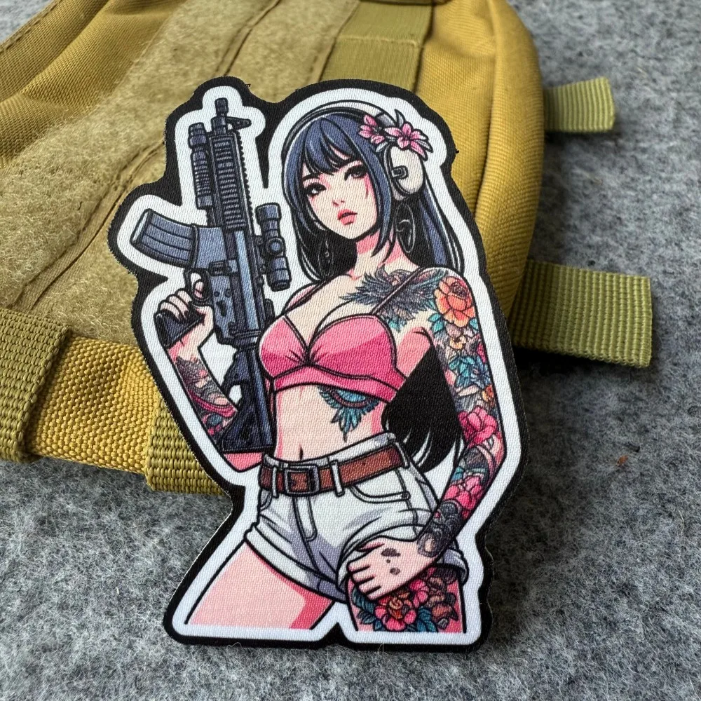 Parche de moral táctico chica anime tatuada con velcro - imagen 4
