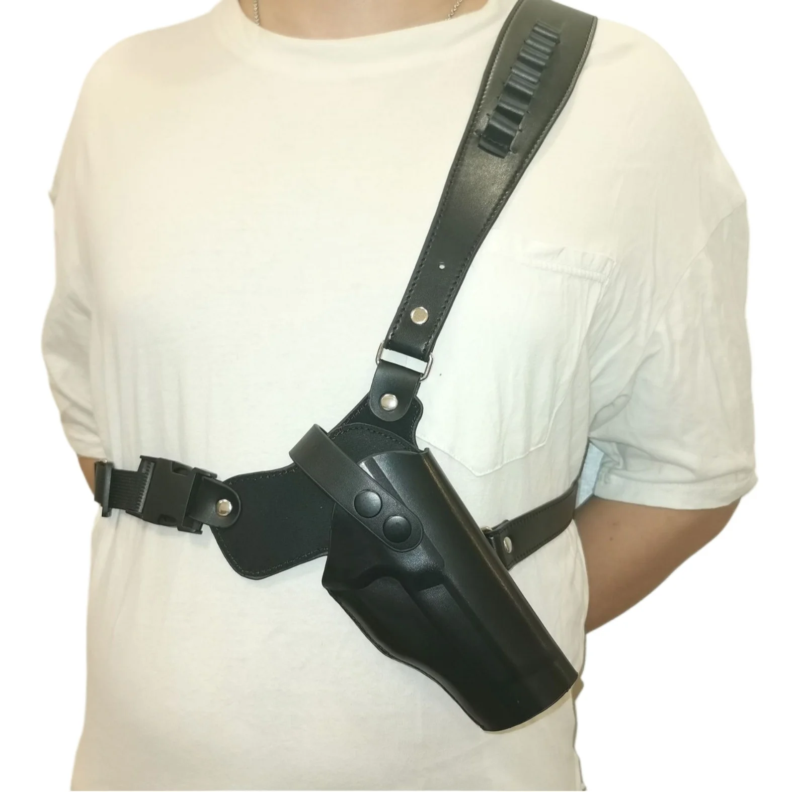 Funda táctica cuero vacuno doble capa extracción rápida para pistola - imagen 5