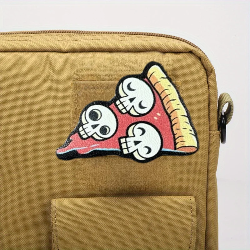 Parche táctico calavera pizza con gancho y bucle para mochila - imagen 4