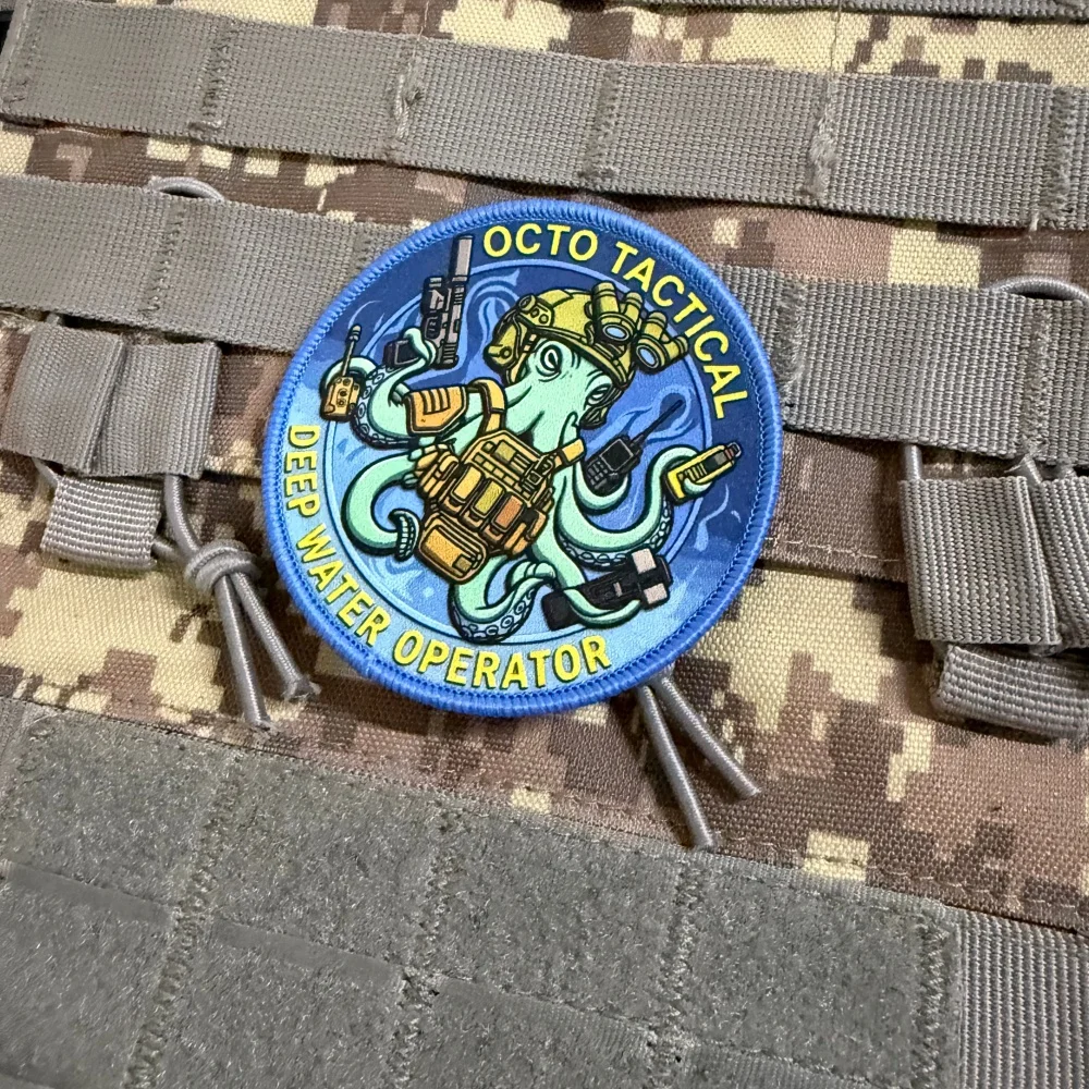Parche Táctico Octopus Morale azul marino insignia gancho y bucle