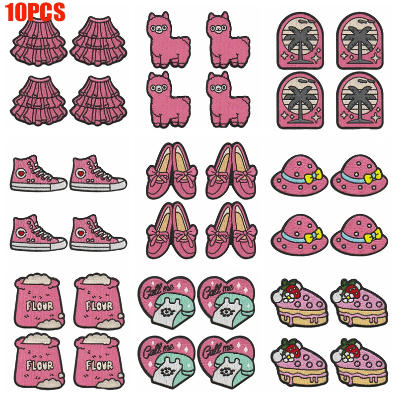 Parches bordados termoadhesivos rosas de dibujos animados para ropa - imagen 3