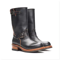 KOWM Botas de trekking de cuero marrones para hombre, Goodyear