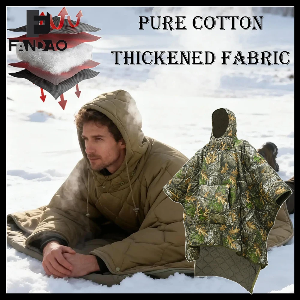Poncho táctico woobie de camuflaje ripstop con aislamiento y viento - imagen 4