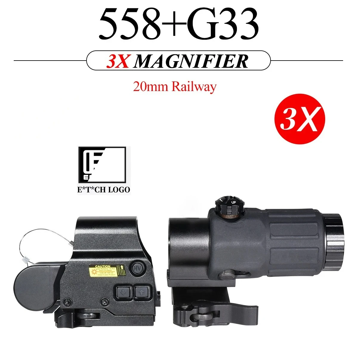 EOCH G33 mira holográfica abatible con lupa 3x para rifle caza - imagen 4