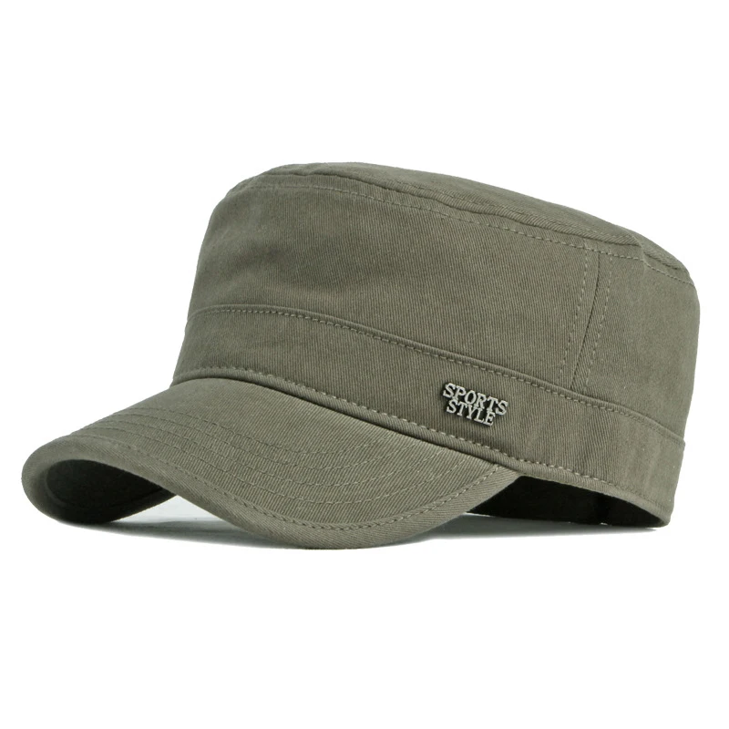 Gorra táctica plana con protección solar y letras metálicas