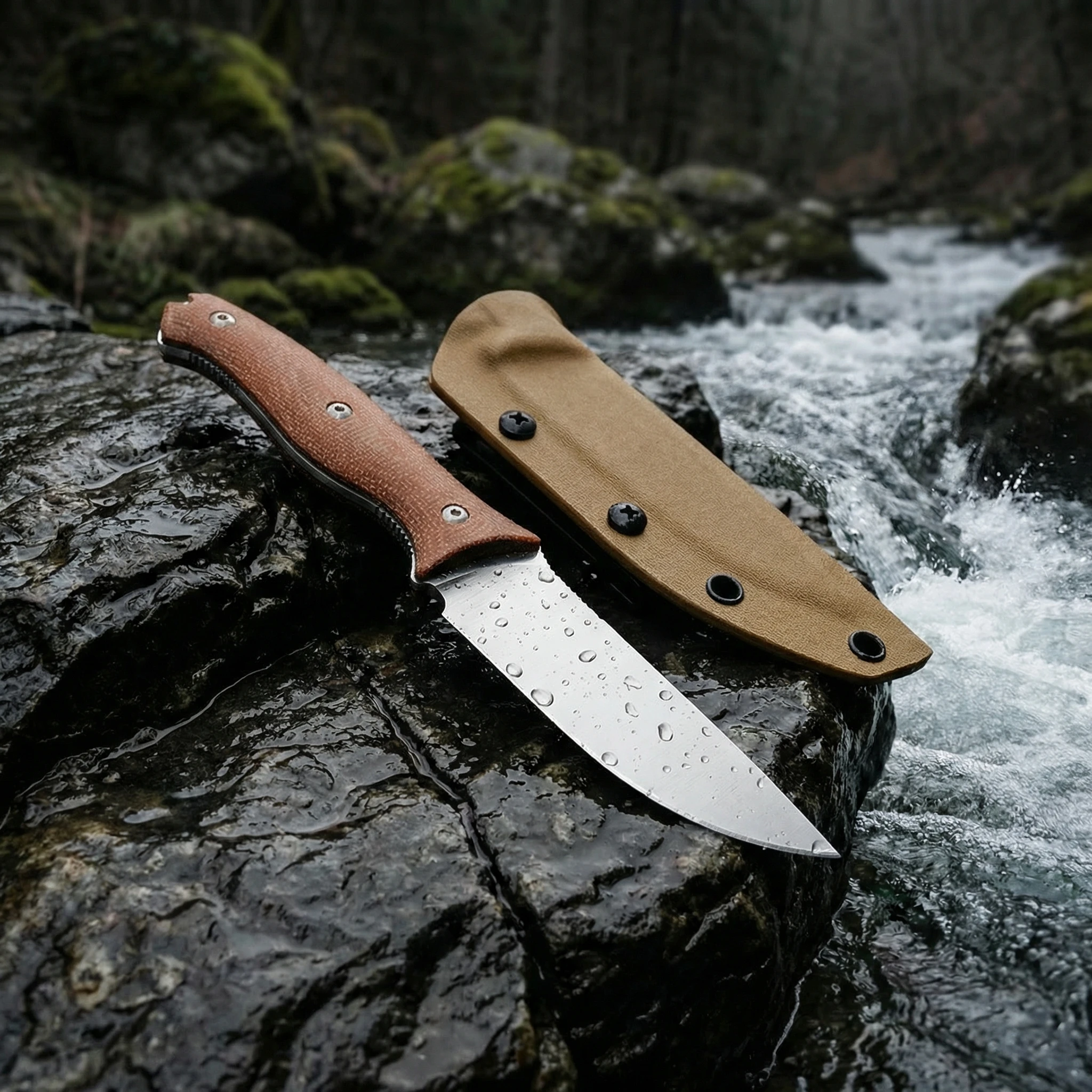 Cuchillo fijo para exterior, hoja integrada y emergencia camping - imagen 4