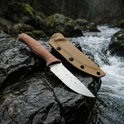 Cuchillo fijo para exterior, hoja integrada y emergencia camping