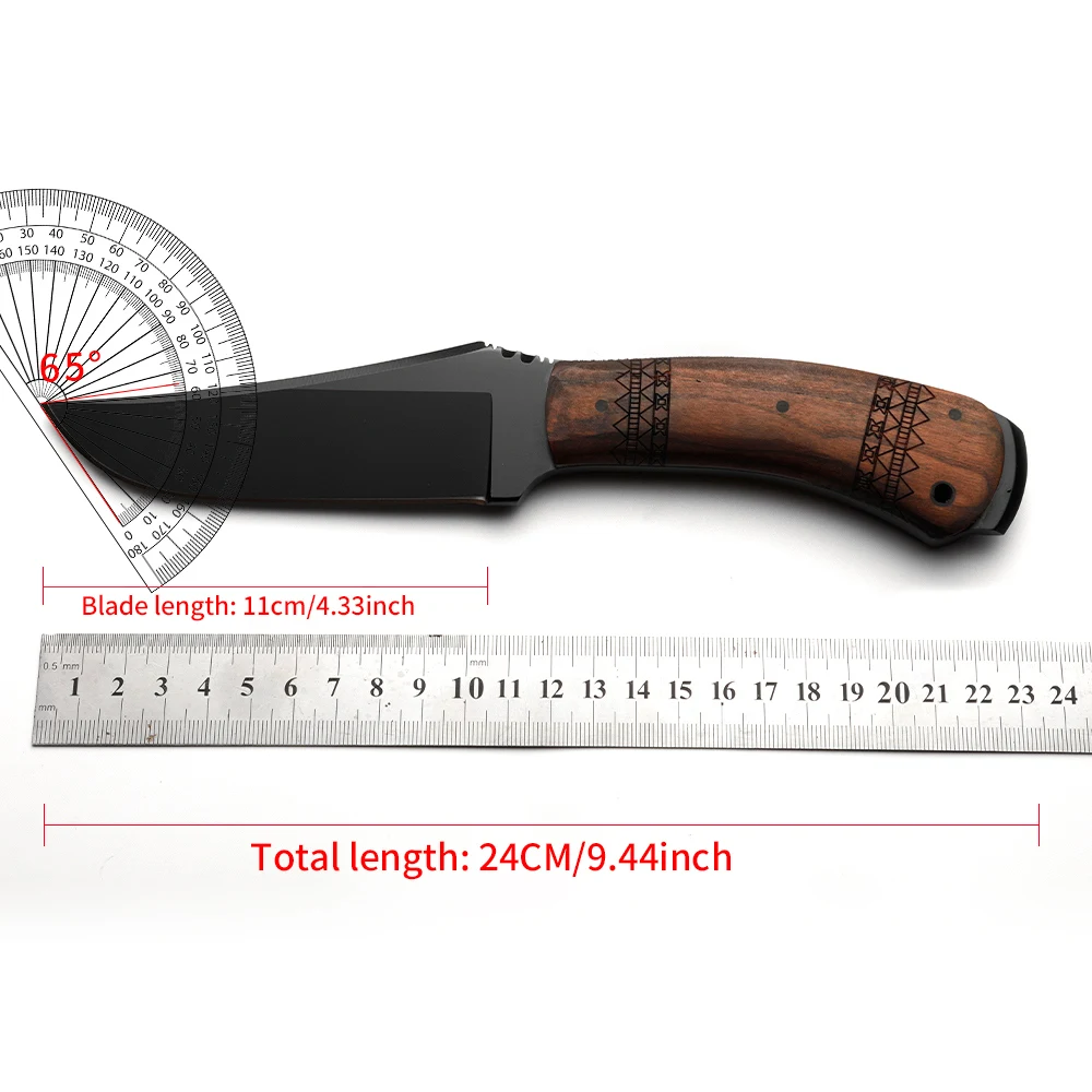 Cuchillo fijo táctico outdoor con funda de emergencia - imagen 2