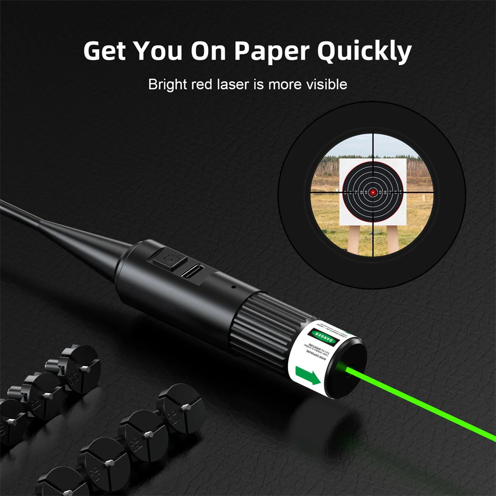 Mira láser recargable USB rojo y verde multicalibre con adaptadores - imagen 4