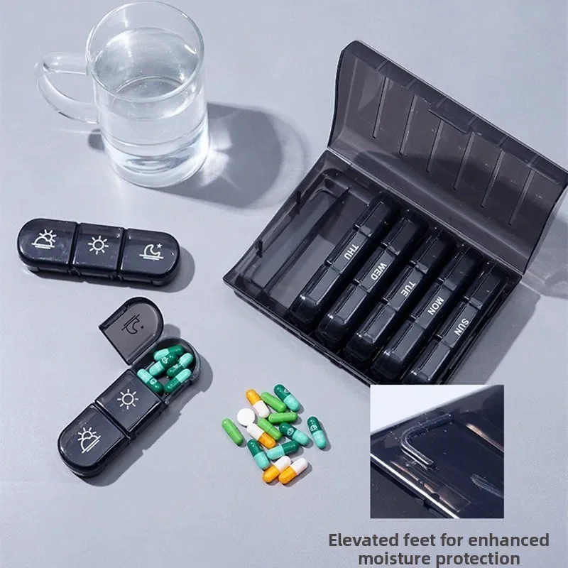 Pastillero portátil resistente a humedad con cierre y compartimentos - imagen 4