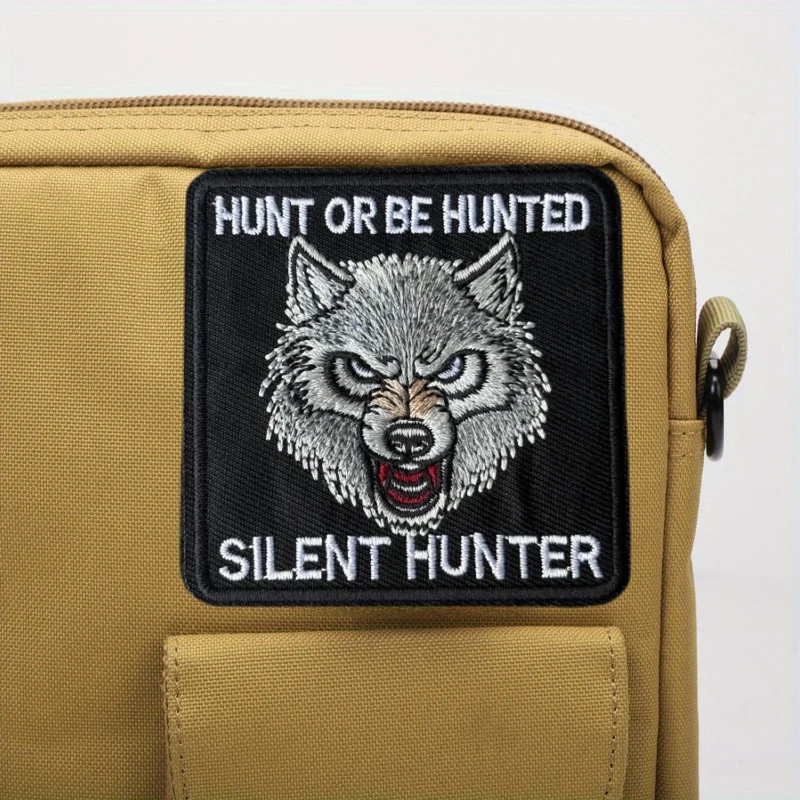 Parche táctico bordado Silent Hunter Wolf con velcro para chaleco - imagen 5