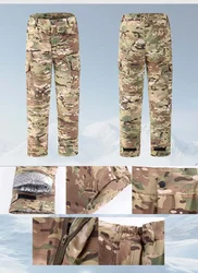 Conjunto táctico camuflaje invierno reflectante, pantalón cargo