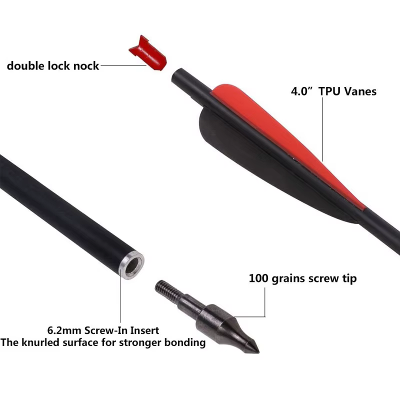Pernos de carbono 20'' para ballesta con puntas anchas - imagen 5