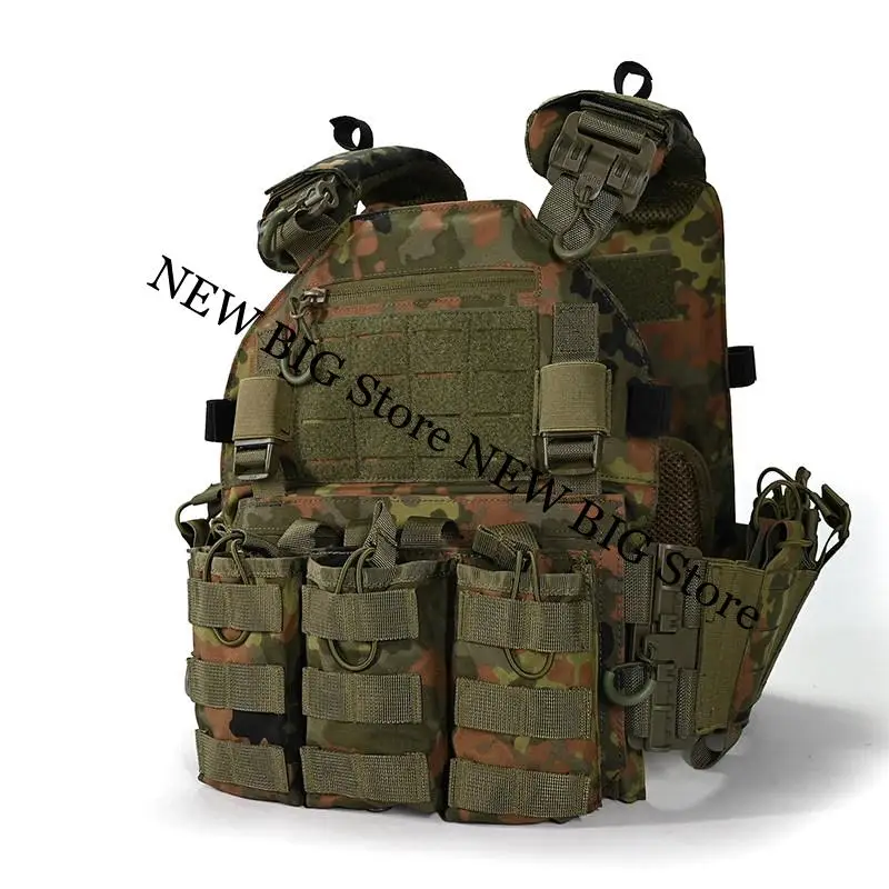 Chaleco táctico MOLLE Flecktarn panel triple nailon anti salpicaduras