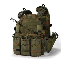 Chaleco táctico MOLLE Flecktarn panel triple nailon anti salpicaduras
