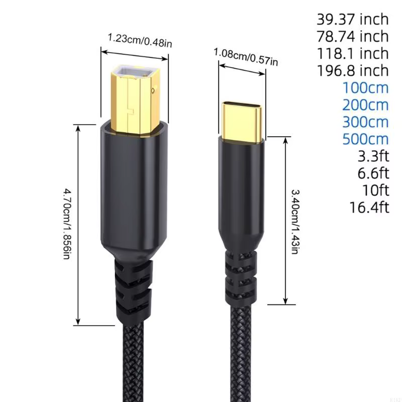 Cable USB Tipo C a B para impresora 3D – 480 Mbps K1KF Resistente - imagen 2