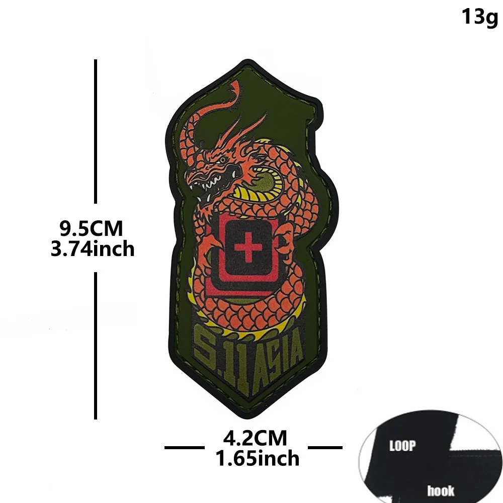 Insignia médica táctica dragón cruzado de gancho para mochila - imagen 5