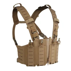 Chaleco táctico con cremallera, sistema MOLLE y porta cargadores M4