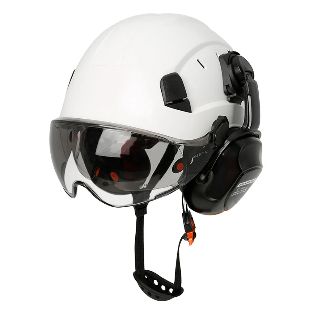 Casco de seguridad CE con visera, gafas integradas y orejeras - imagen 5