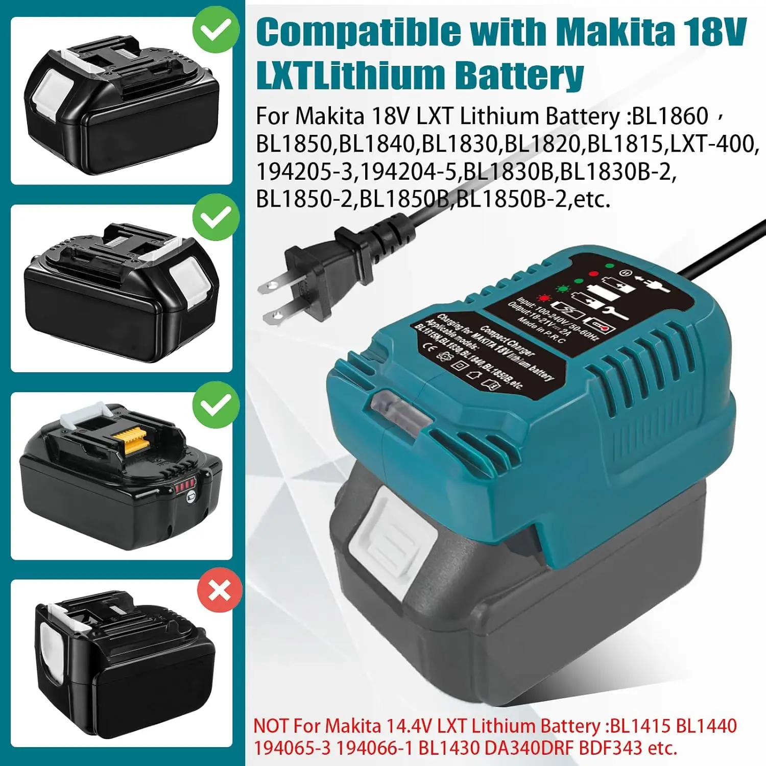 Cargador Makita 18V DC18RC repuesto para batería iones de litio - imagen 4