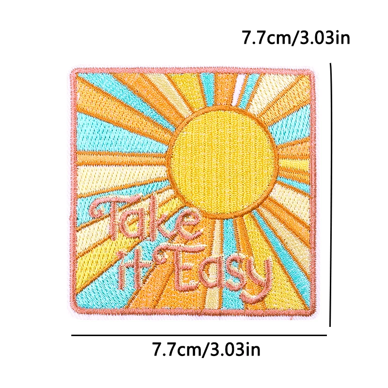 Parche termoadhesivo bordado boho hippie Sol y montaña, frases - imagen 3