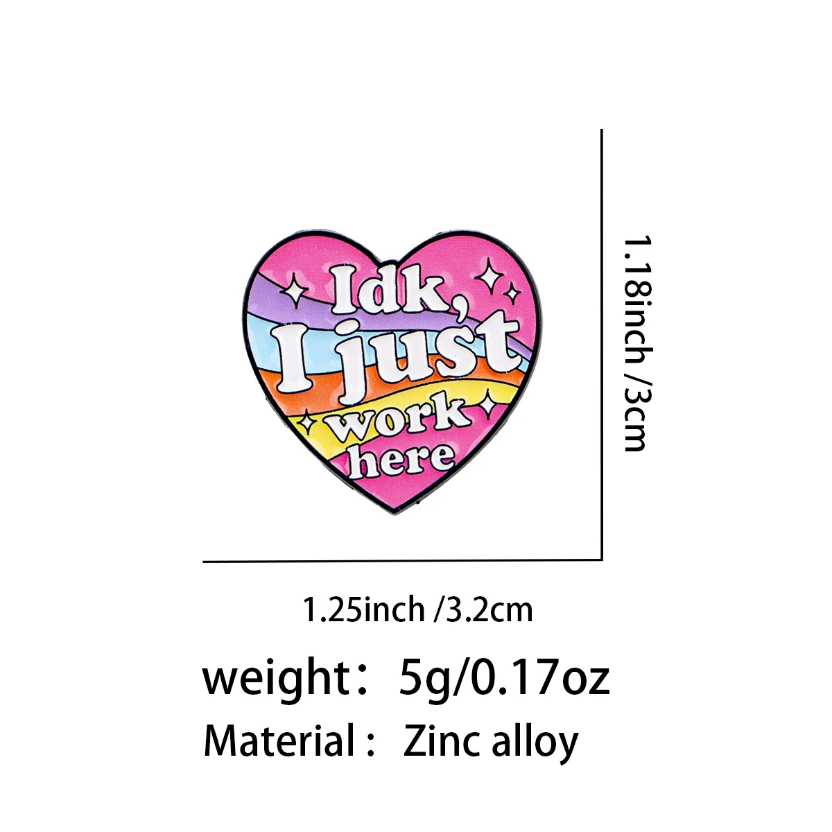 Pin de solapa esmalte corazón arcoíris – Broche humorístico