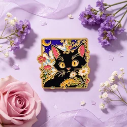 Broche metálico esmalte gato negro – pin para mochila y gorra