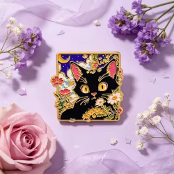 Broche metálico esmalte gato negro – pin para mochila y gorra
