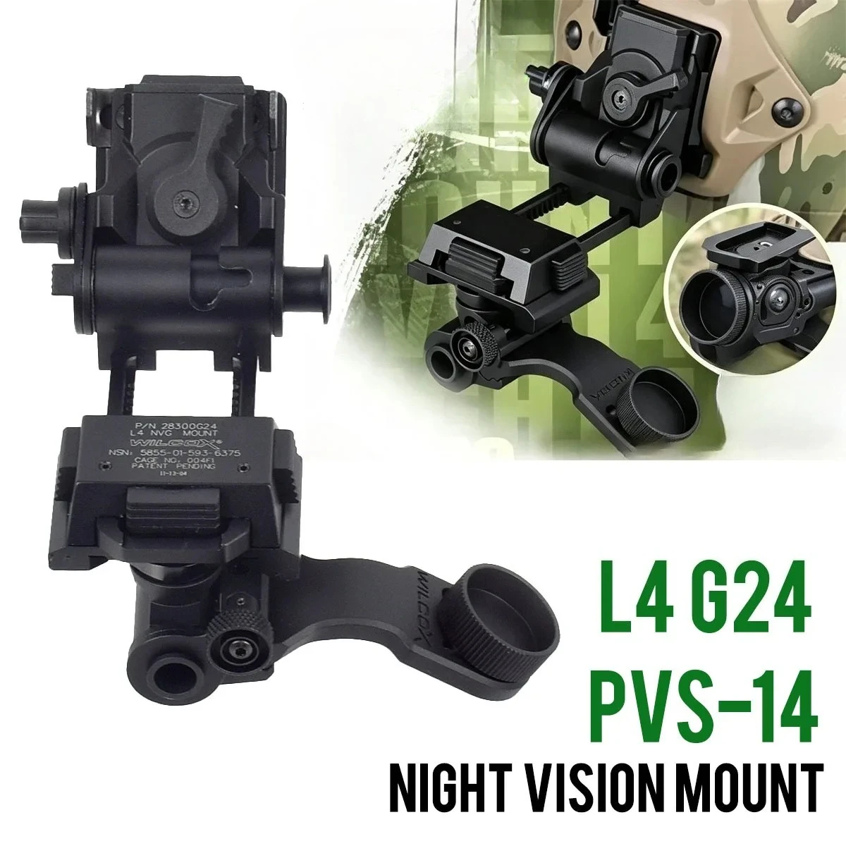 Soporte NVG Wilcox L4G24 para Casco – PVS15 PVS18 GPNVG18