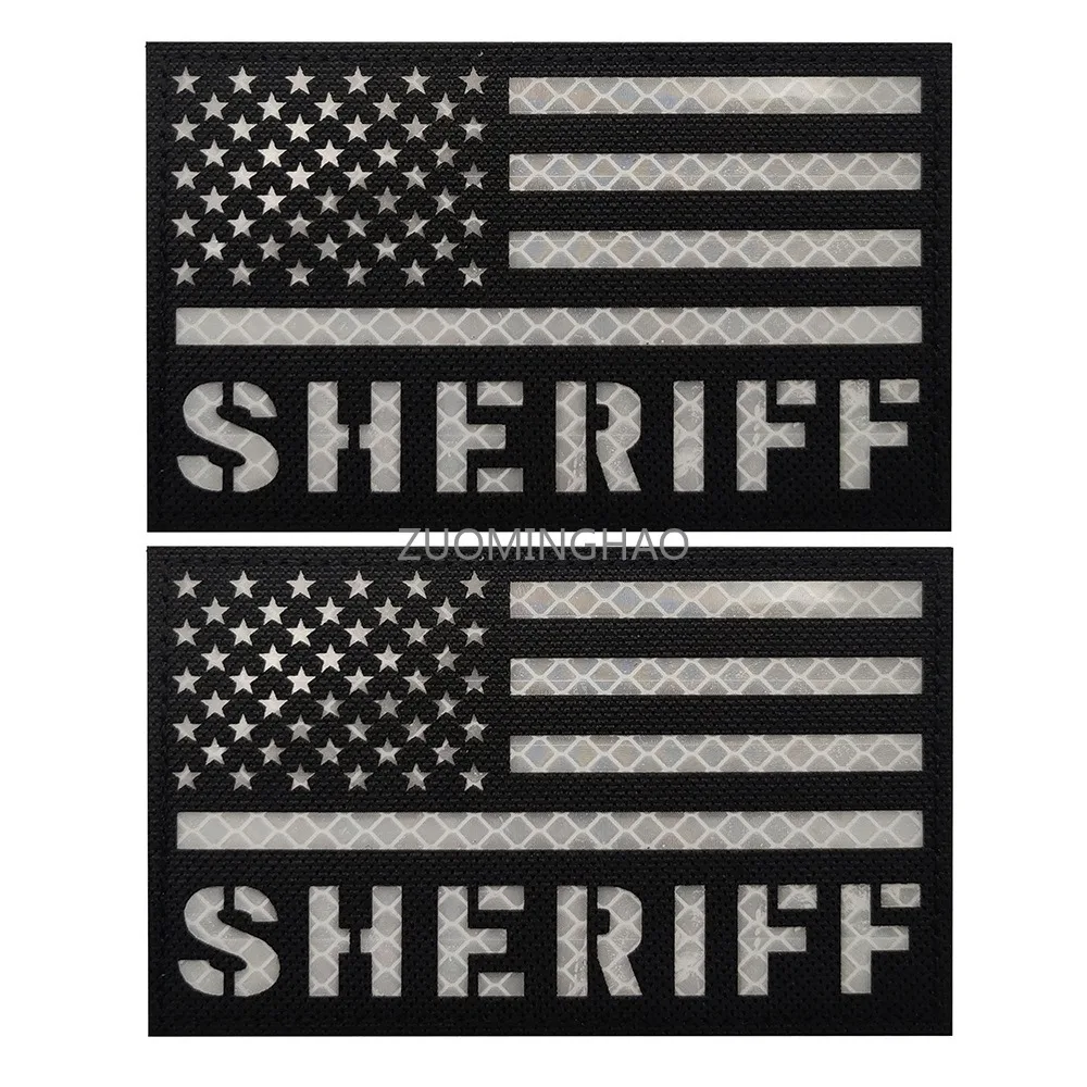 Parche Sheriff táctico reflectante – Bandera americana para chaleco - imagen 2