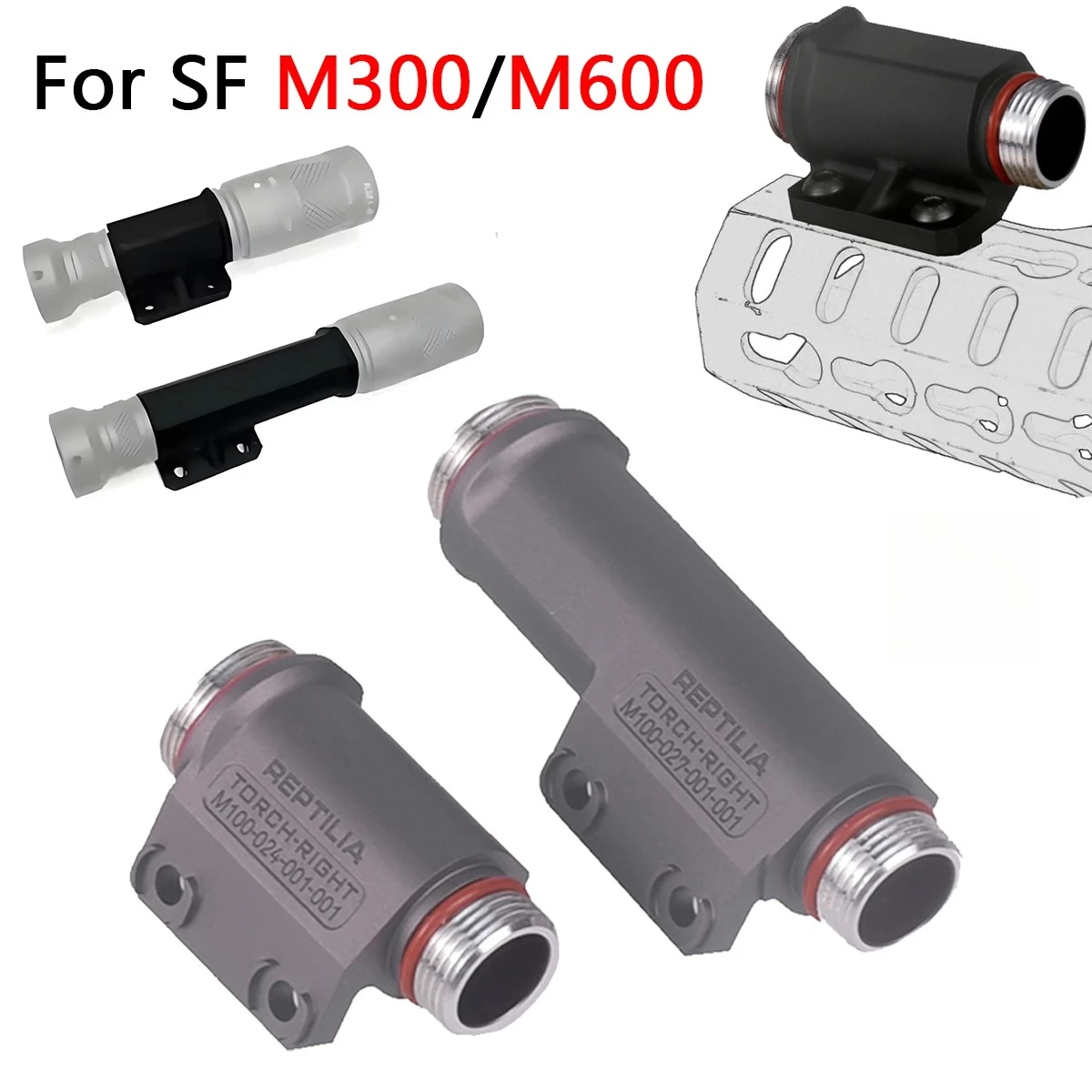 Montura M-LOK de aluminio para linterna SureFire Scout M300/M600 - imagen 2