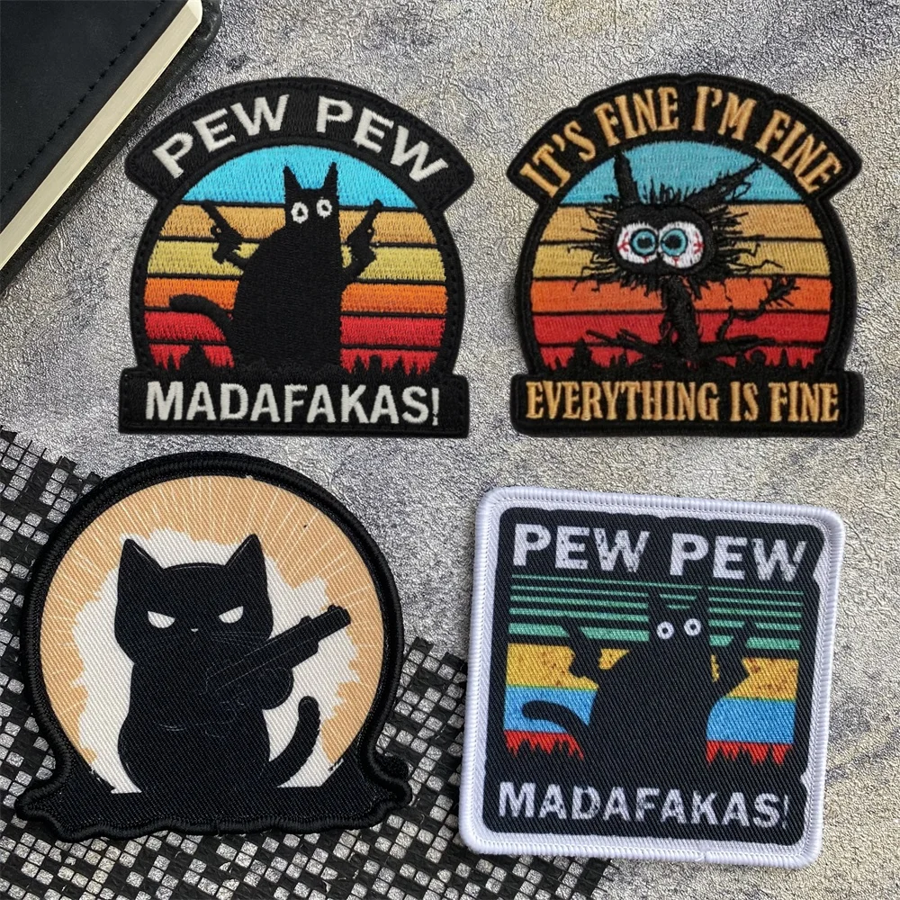 Parche bordado táctico gato negro – para MOLLE o coser