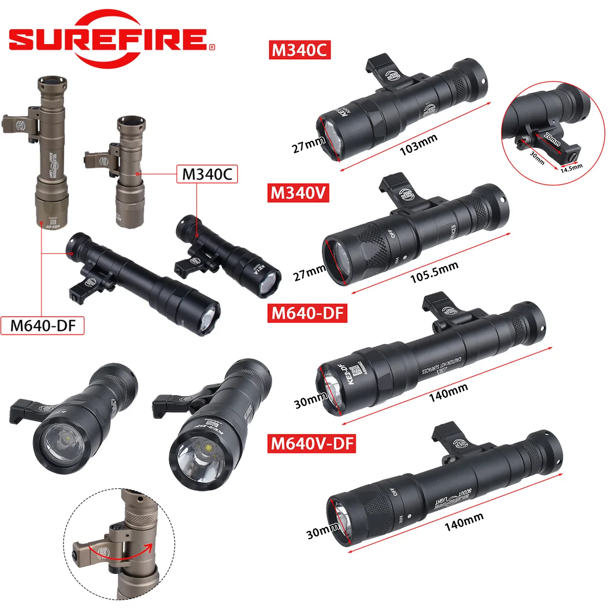 Surefire linterna táctica Scout M640 con riel Picatinny