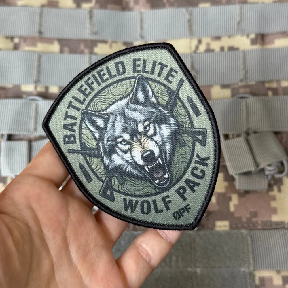 Parche táctico lobo escudo insignia moral impresa para ropa y mochila - imagen 4